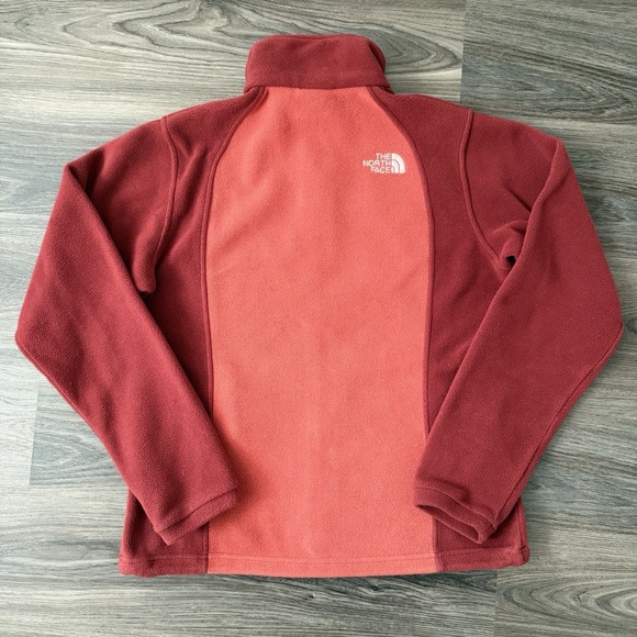 North Face Jacket Sweater Womens Medium Orange Maroon Fleece Full Zip Outdoors - Picture 3 of 10